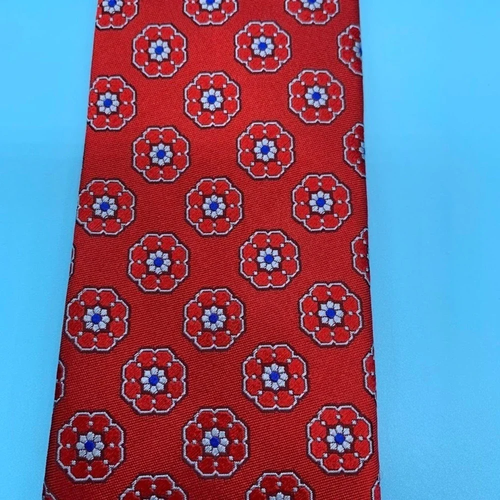 Canali Red Floral 100% Silk Luxury Men's Classic Neck Tie Made in Italy